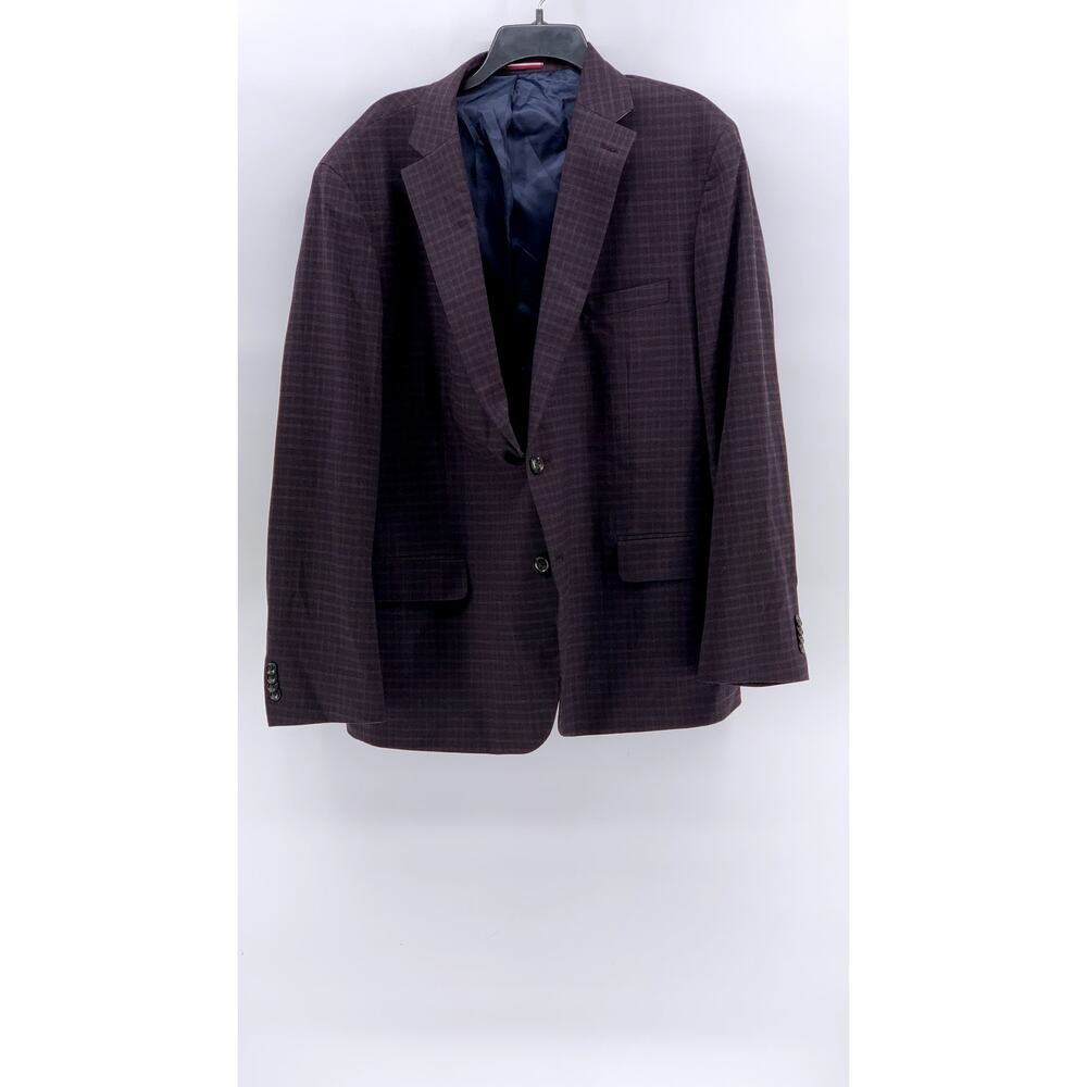 TOMMY HILFIGER Men's Brown Micro Grid Two-Button Blazer SZ 48R